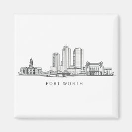 Minimalistisk Fort Worth-horisont Linjekonst Magnet