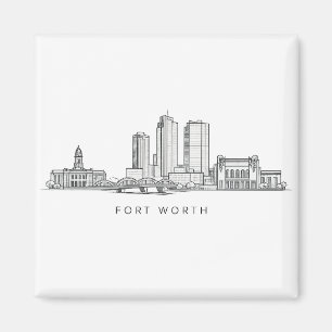 Minimalistisk Fort Worth-horisont Linjekonst Magnet