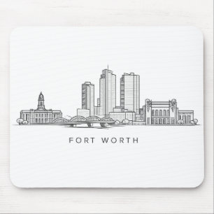 Minimalistisk Fort Worth-horisont Linjekonst Musmatta