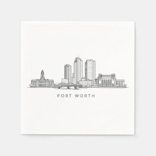 Minimalistisk Fort Worth-horisont Linjekonst Pappersservett