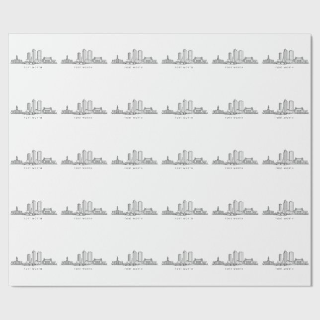 Minimalistisk Fort Worth-horisont Linjekonst Presentpapper (Platt)
