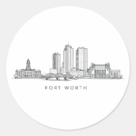 Minimalistisk Fort Worth-horisont Linjekonst Runt Klistermärke
