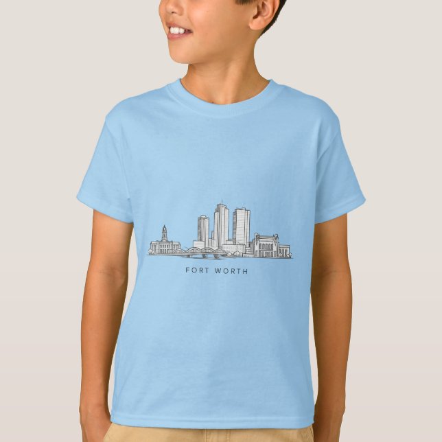 Minimalistisk Fort Worth-horisont Linjekonst T Shirt (Framsida)