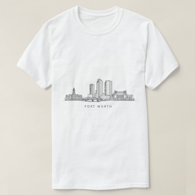 Minimalistisk Fort Worth-horisont Linjekonst T Shirt (Design framsida)