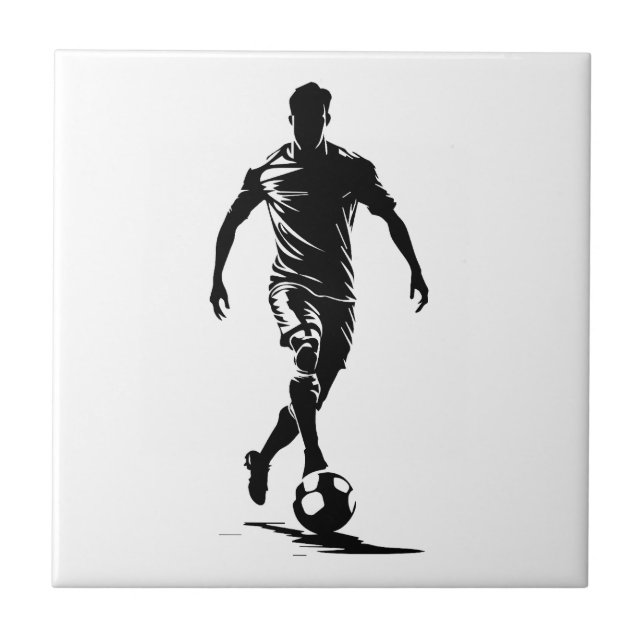 Minimalistisk fotbollsspelare Silhuett Konst Kakel (Framsidan)
