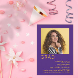 Minimalistisk foto 2022 Studenten Lila Gult Inbjudningar