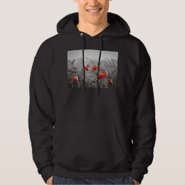 Minimalistisk foto av orange Poppy Flower Fält Hoodie