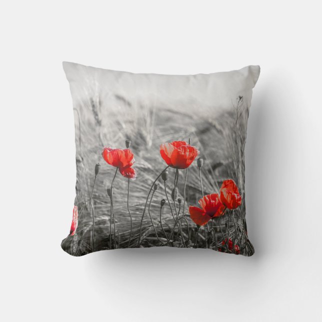 Minimalistisk foto av orange Poppy Flower Fält Kudde (Framsida)