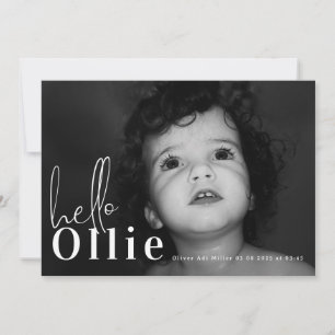 Minimalistisk foto Baby i Hej Namn Neutralt Meddelande
