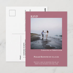 Minimalistisk Foto Enkel Dammig Rosa Bröllop RSVP Vykort