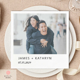 Minimalistisk Foto Enkel Elegant Bröllop Modern Pappersservett