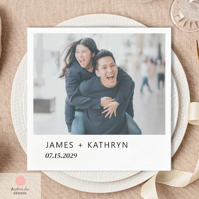 Minimalistisk Foto Enkel Elegant Bröllop Modern Pappersservett (Skapare uppladdad)