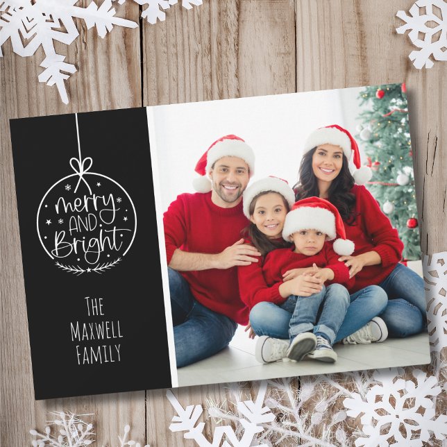 Minimalistisk Foto Glad Lysande Jul Julkort (Minimalist Photo Merry Bright Christmas Holiday Card)