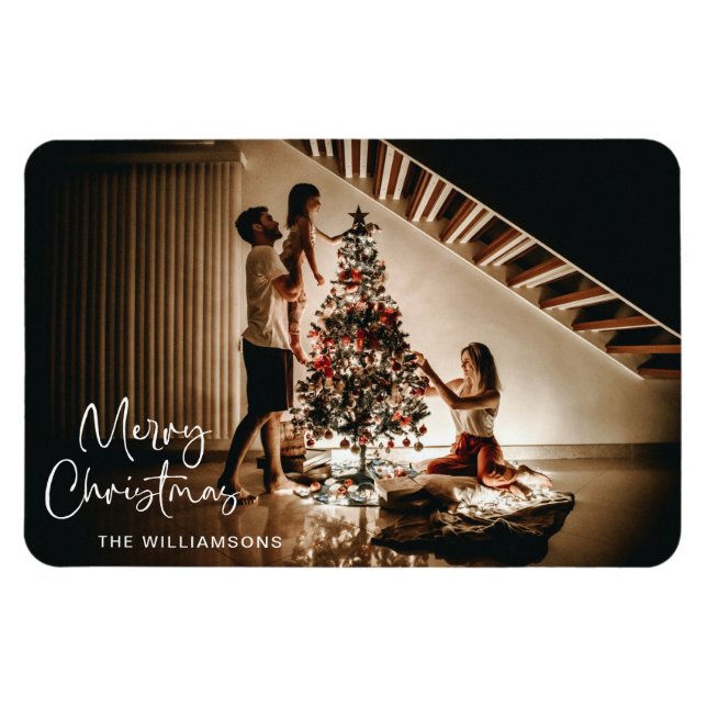 Minimalistisk Foto Handskriven Jul Magnet (Horisontell)