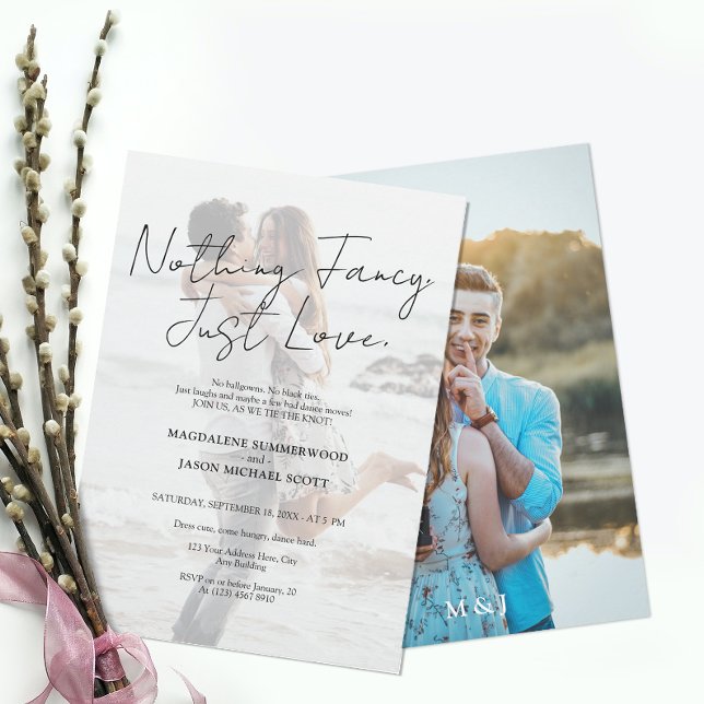 Minimalistisk Foto Inget Fancy Bara Kärlek Text Inbjudningar (Skapare uppladdad)