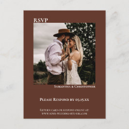 Minimalistisk Foto Kastanjebrun Bröllops-RSVP Vykort