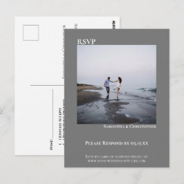 Minimalistisk Foto Modern Enkel Grå Bröllops-RSVP Vykort