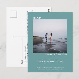 Minimalistisk foto Modern Simple Teal-Bröllop OSA Vykort