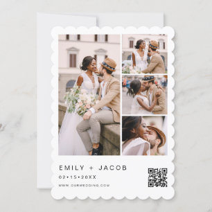 Minimalistisk foto QR-kod Vit Bröllop Inbjudningar