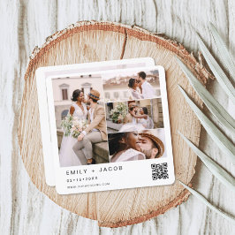Minimalistisk foto QR-kod Vit Bröllop Inbjudningar