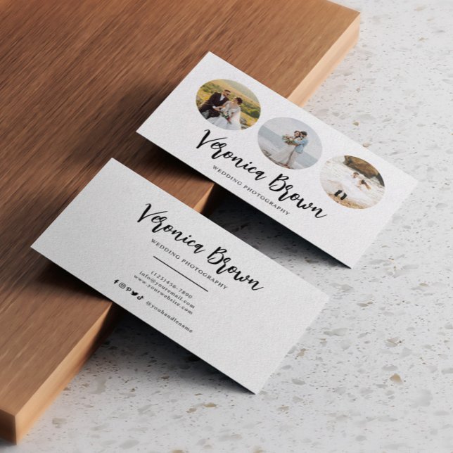 Minimalistisk foto-Trendig i tre kretsar Visitkort (Skapare uppladdad)