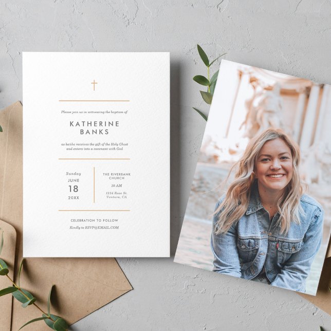 Minimalistisk fotobaptisim inbjudningar (Skapare uppladdad)