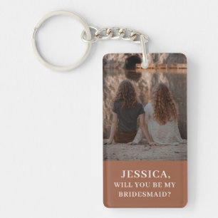 Minimalistisk fotobränd Orange, Bridesmaid Frieri Nyckelring