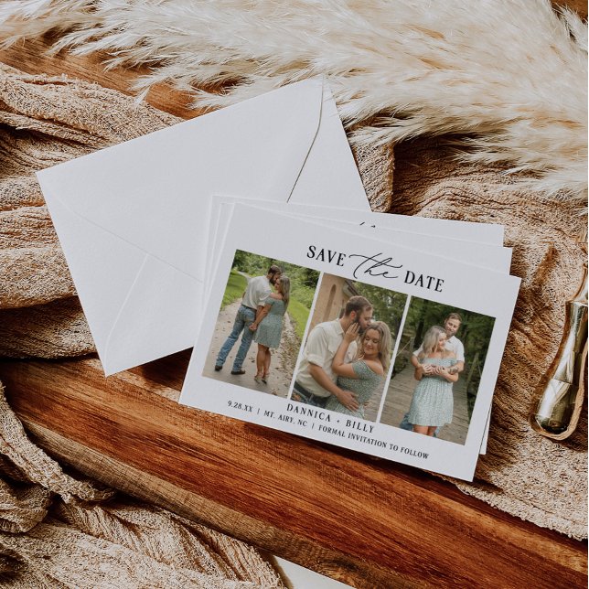 Minimalistisk Fotobryllop Save The Date-kort Inbjudningar (Skapare uppladdad)
