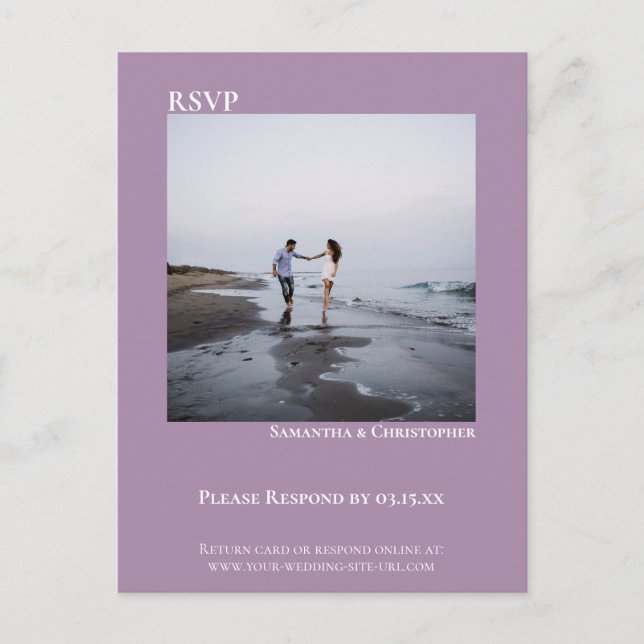 Minimalistisk fotoenkel Lavender-Bröllop OSA Vykort (Framsida)