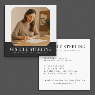 Minimalistisk fotoenkel Professionell Namn Modern Fyrkantigt Visitkort