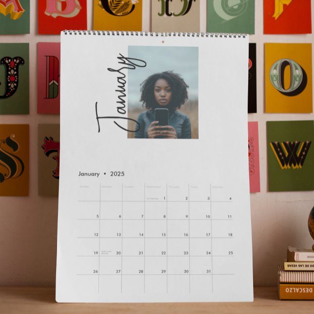 Minimalistisk fotoenkel skriptskrivning varje år kalender (Skapare uppladdad)