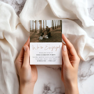 Minimalistisk fotofest Vi är förlovade partyinbjud Inbjudningar