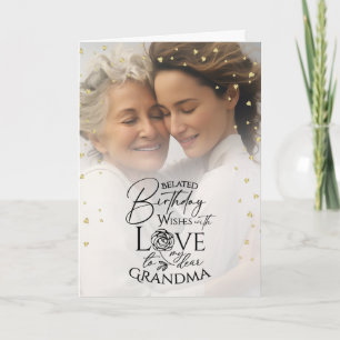 Minimalistisk fotofödelsedagspresent för mormor kort
