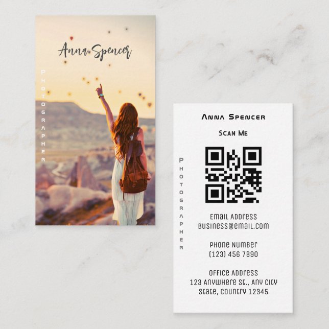 Minimalistisk fotofotofotoenkel Fullt Visitkort (Fram/baksida)