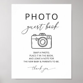 Minimalistisk fotogästbok partiskylt poster