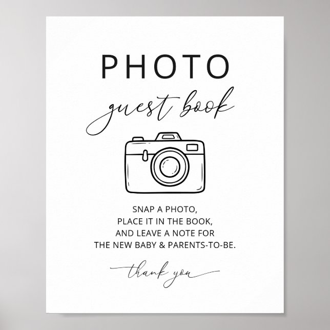 Minimalistisk fotogästbok partiskylt poster (Framsidan)