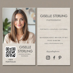Minimalistisk Fotograf Linne Foto QR-kod Visitkort
