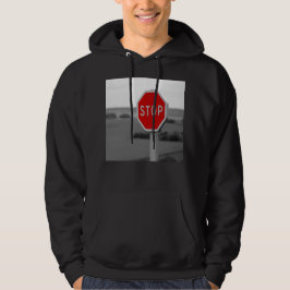 Minimalistisk fotografi av Red Stop Road-signalen Hoodie