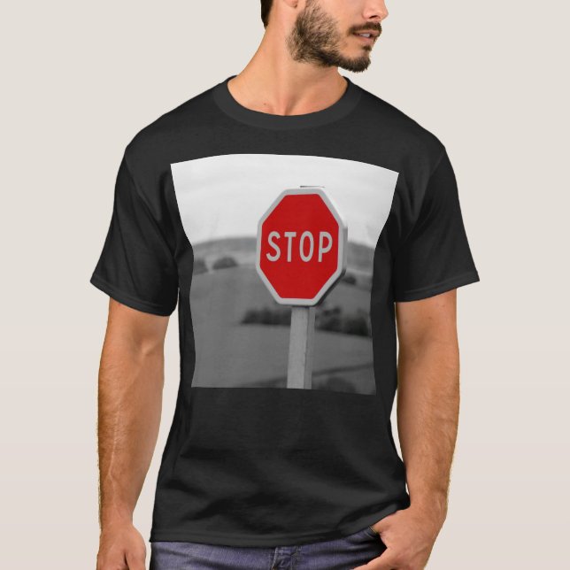 Minimalistisk fotografi av Red Stop Road-signalen T Shirt (Framsida)