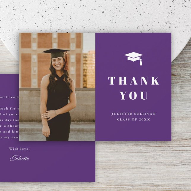 Minimalistisk Fotografi-Examen Fest Tack Kort (Minimal type photo graduation thank you cards.)