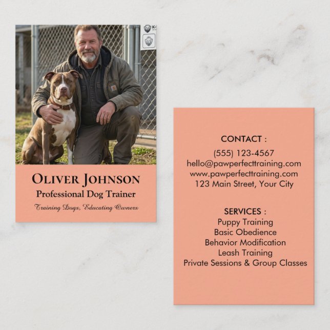 Minimalistisk fotohundtränare professionell anpass visitkort (Fram/baksida)