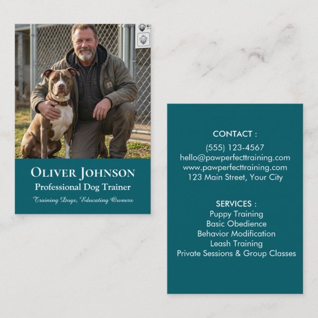 Minimalistisk fotohundtränare professionell anpass visitkort (Fram/baksida)