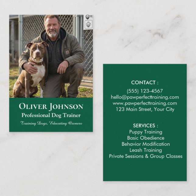 Minimalistisk fotohundtränare professionell anpass visitkort (Fram/baksida)