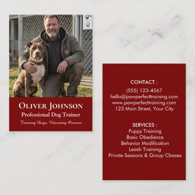Minimalistisk fotohundtränare Professionell Anpass Visitkort (Fram/baksida)