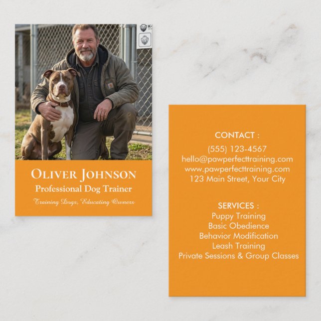 Minimalistisk fotohundtränare professionell anpass visitkort (Fram/baksida)