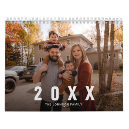 Minimalistisk fotokalender för familjen kalender