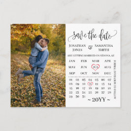 Minimalistisk fotokalender spara datumet bröllop vykort