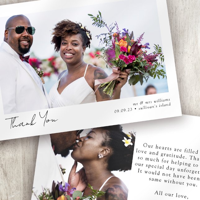 Minimalistisk fotokalligrafi Bröllop Tack Kort (Skapare uppladdad)