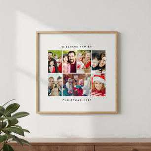 Minimalistisk fotokollage Anpassad familj jul Poster