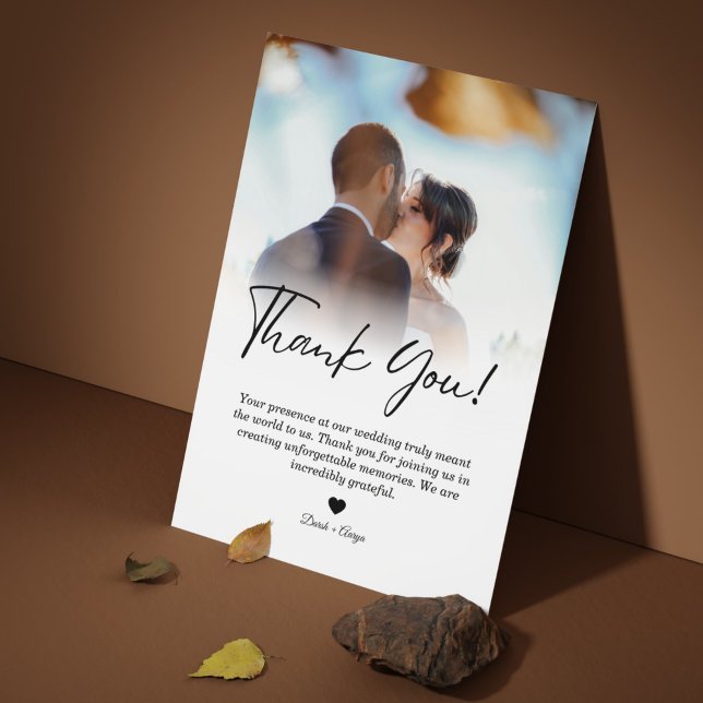 Minimalistisk Fotokollage Bröllop Tacksamhetskort Tack Kort (Minimalist Photo Collage Wedding Thank You Card)